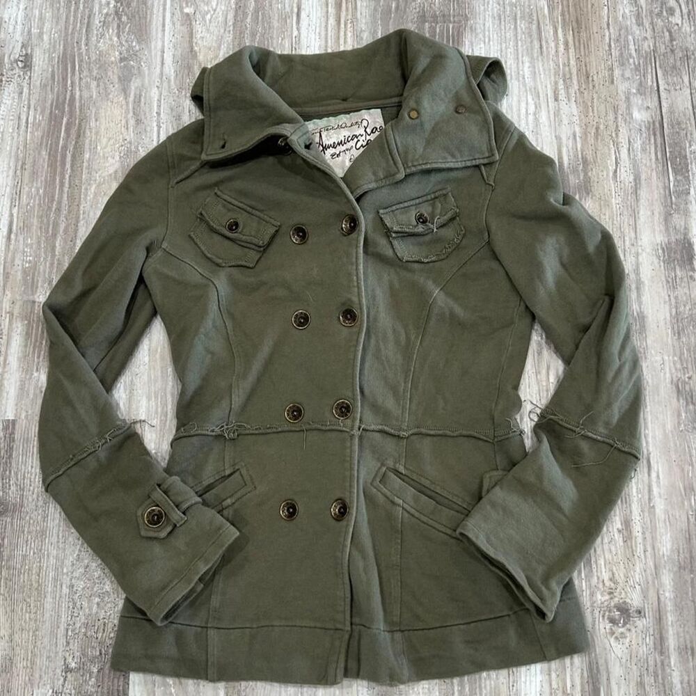 American Rag Cie Women's distressed Y2K olive green chic utility military-style